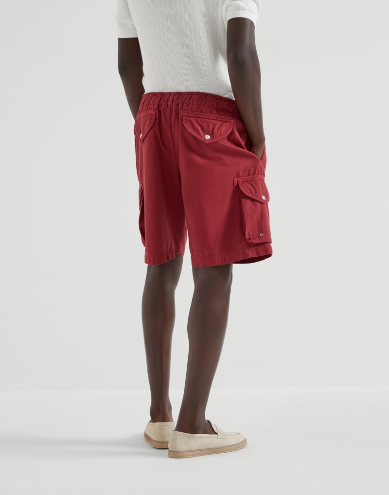 BRUNELLO CUCINELLI MEN'S CHERRY COTTON CARGO SHORTS