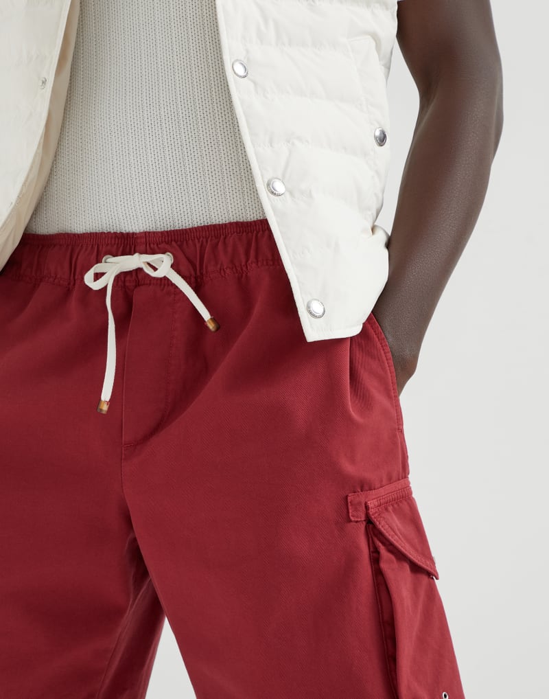 BRUNELLO CUCINELLI MEN'S CHERRY COTTON CARGO SHORTS