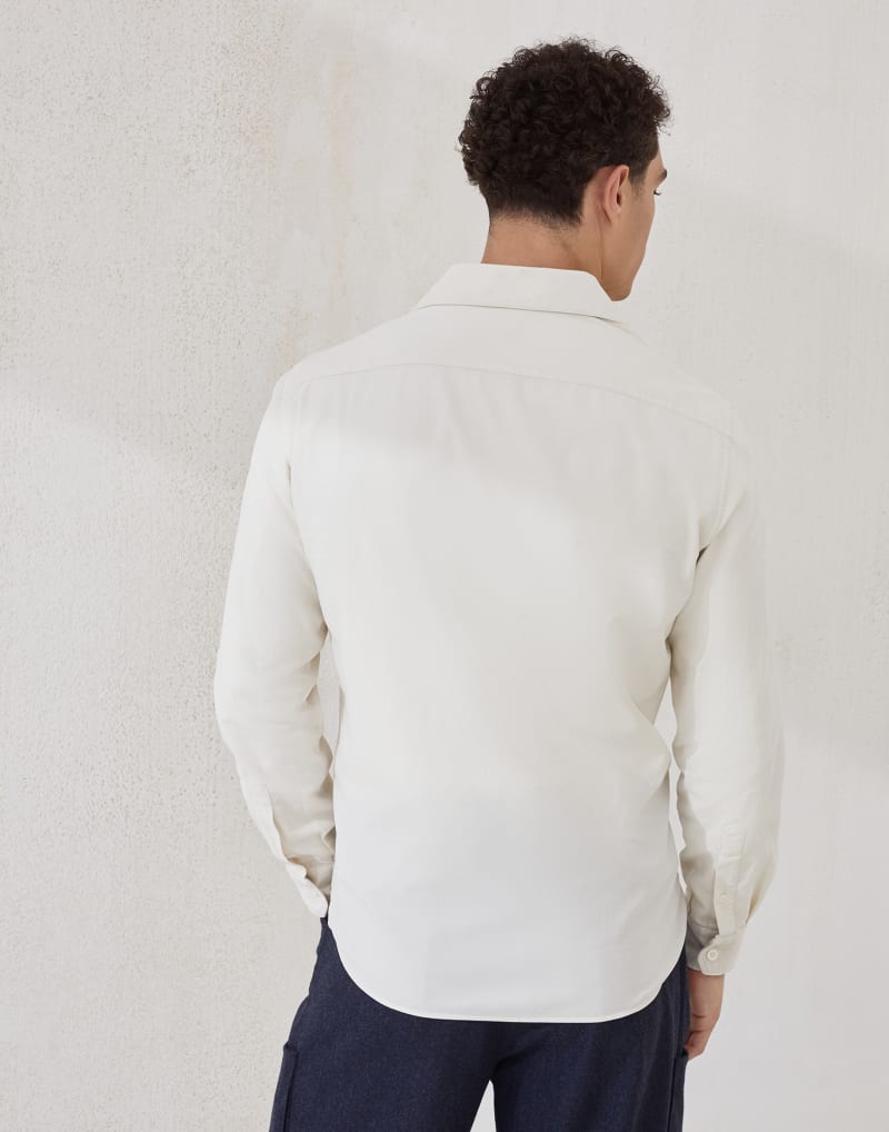 BRUNELLO CUCINELLI MEN'S ENGLISH WHITE COTTON BUTTON FRONT SHIRT