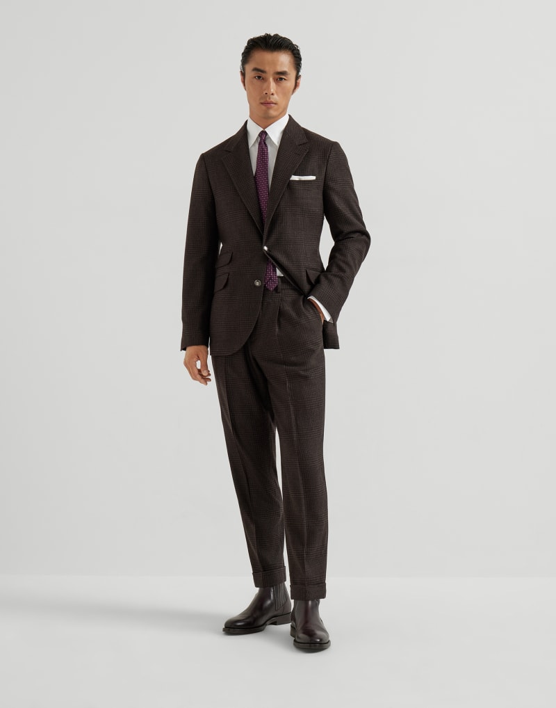 BRUNELLO CUCINELLI MEN'S MORO WOOL BLEND CHECKED SUIT