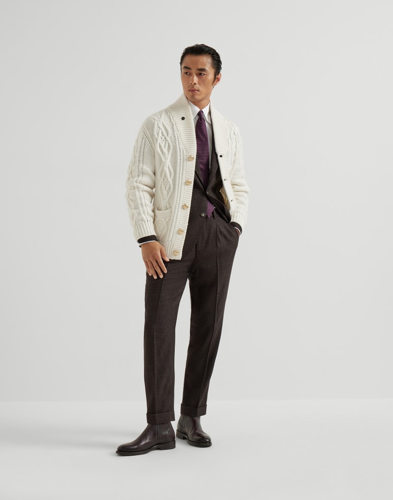 BRUNELLO CUCINELLI MEN'S MORO WOOL BLEND CHECKED SUIT