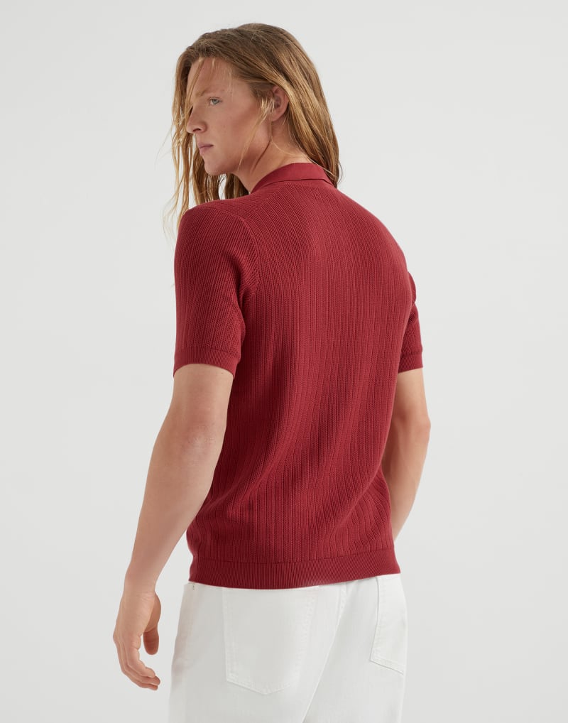 BRUNELLO CUCINELLI MEN'S CHERRY SHORT SLEEVE KNIT SWEATER