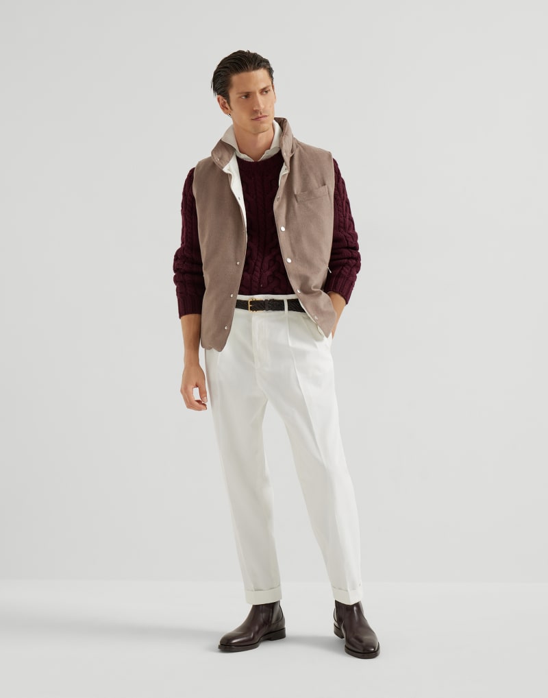 BRUNELLO CUCINELLI MEN'S HAZELNUT WOOL HOODED VEST