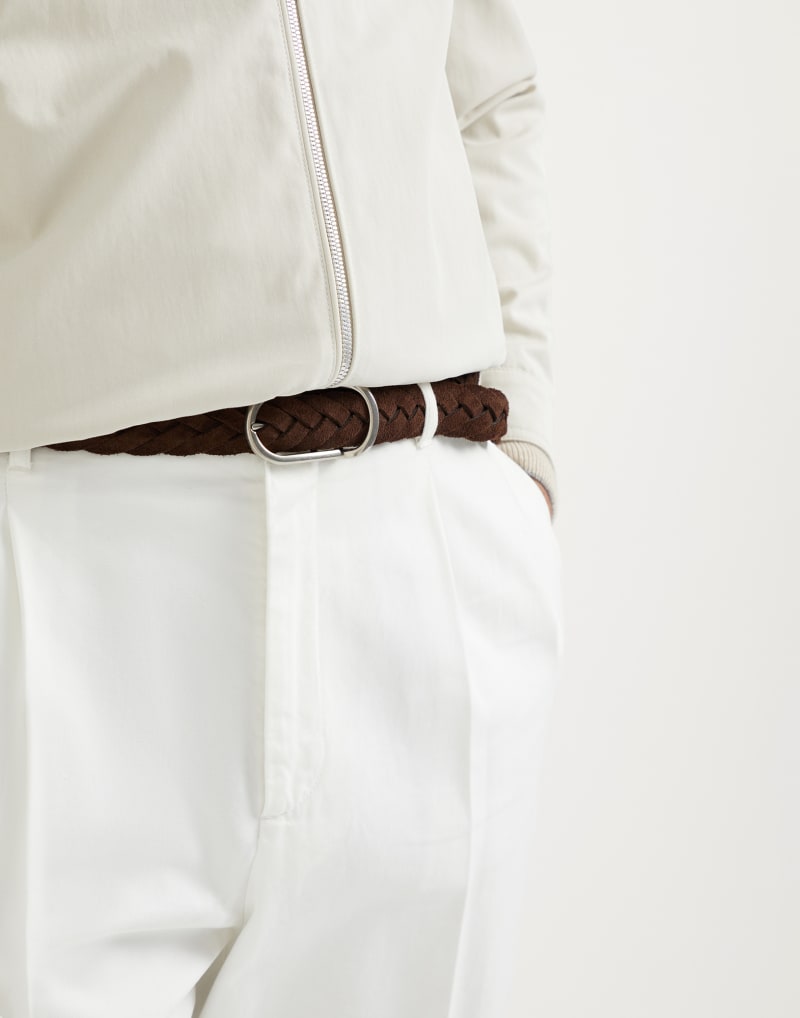 BRUNELLO CUCINELLI MEN'S DARK BROWN BRAIDED LEATHER BELT
