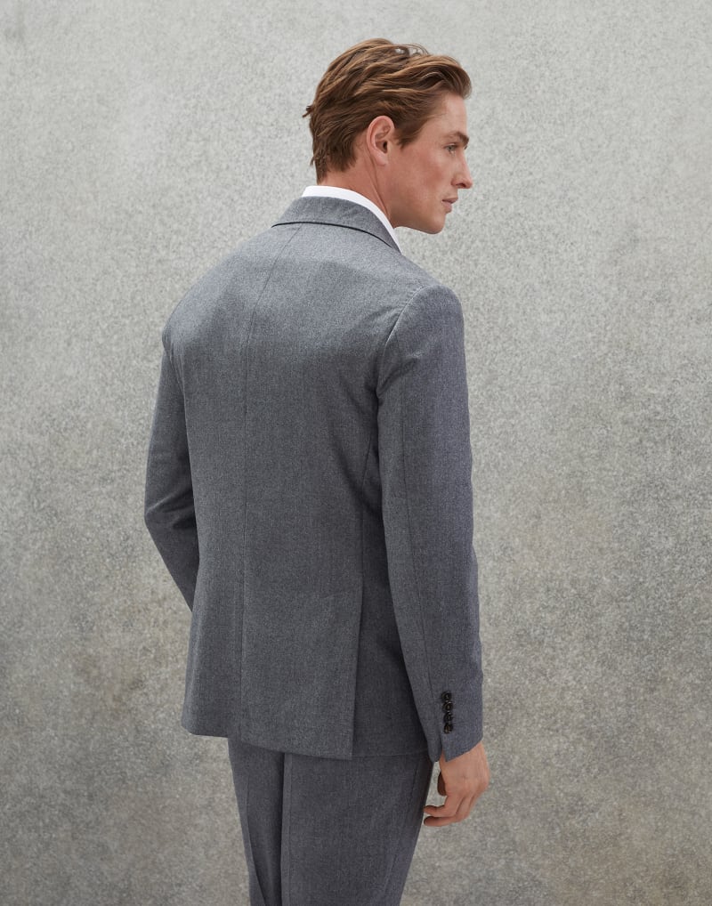 BRUNELLO CUCINELLI MEN'S MEDIUM GREY WOOL BLAZER