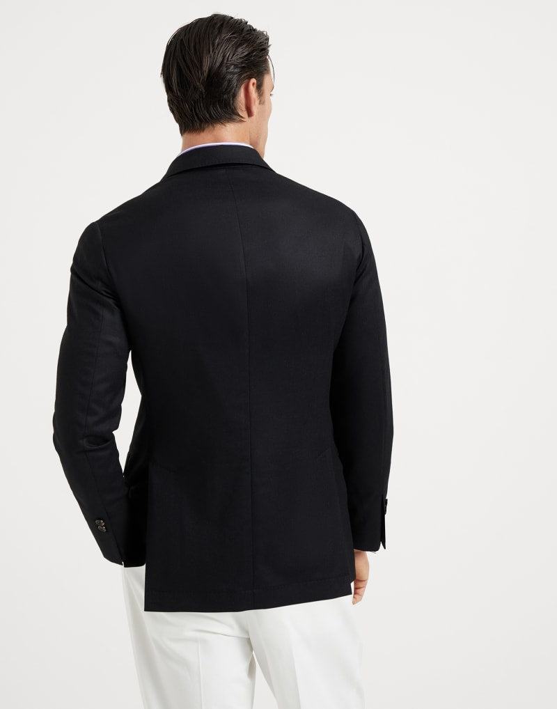BRUNELLO CUCINELLI MEN'S BLACK WOOL TAILORED JACKET