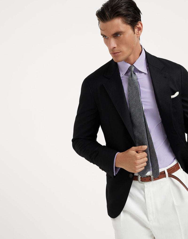 BRUNELLO CUCINELLI MEN'S BLACK WOOL TAILORED JACKET