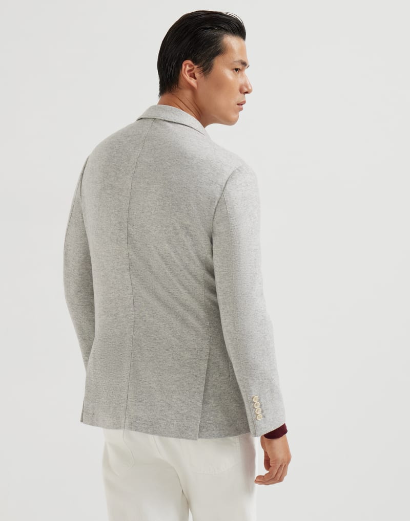 BRUNELLO CUCINELLI MEN'S PEARL GREY WOOL KNIT JACKET