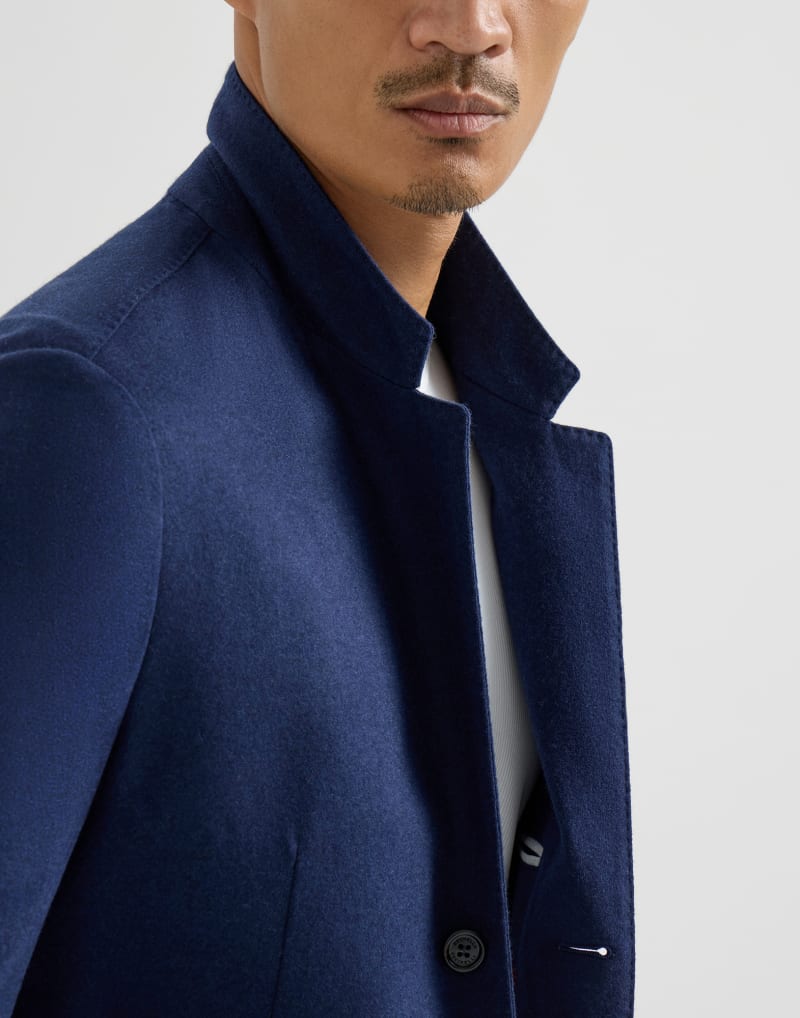 BRUNELLO CUCINELLI MEN'S COBALT BLUE WOOL KNIT BLAZER