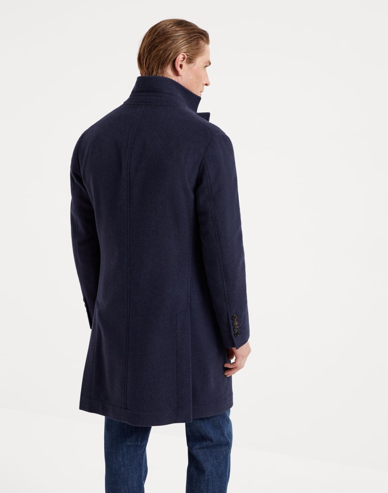 BRUNELLO CUCINELLI MEN'S COBALT BLUE WOOL SINGLE BREASTED JACKET