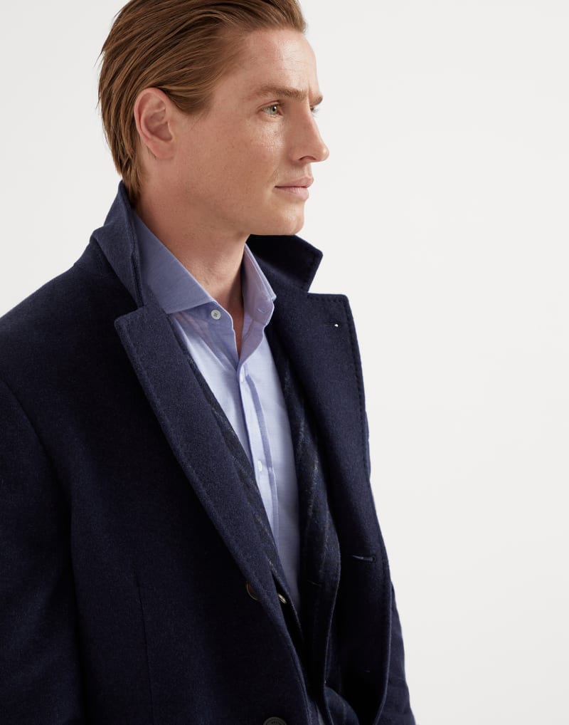 BRUNELLO CUCINELLI MEN'S COBALT BLUE WOOL SINGLE BREASTED JACKET