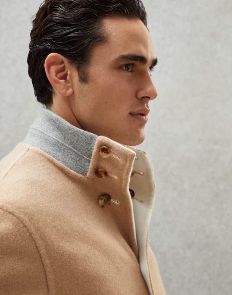 BRUNELLO CUCINELLI MEN'S WHITE WOOL BOMBER JACKET