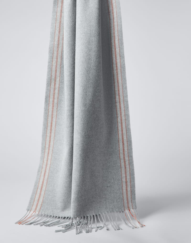 BRUNELLO CUCINELLI MEN'S LIGHT GREY SILK SCARF
