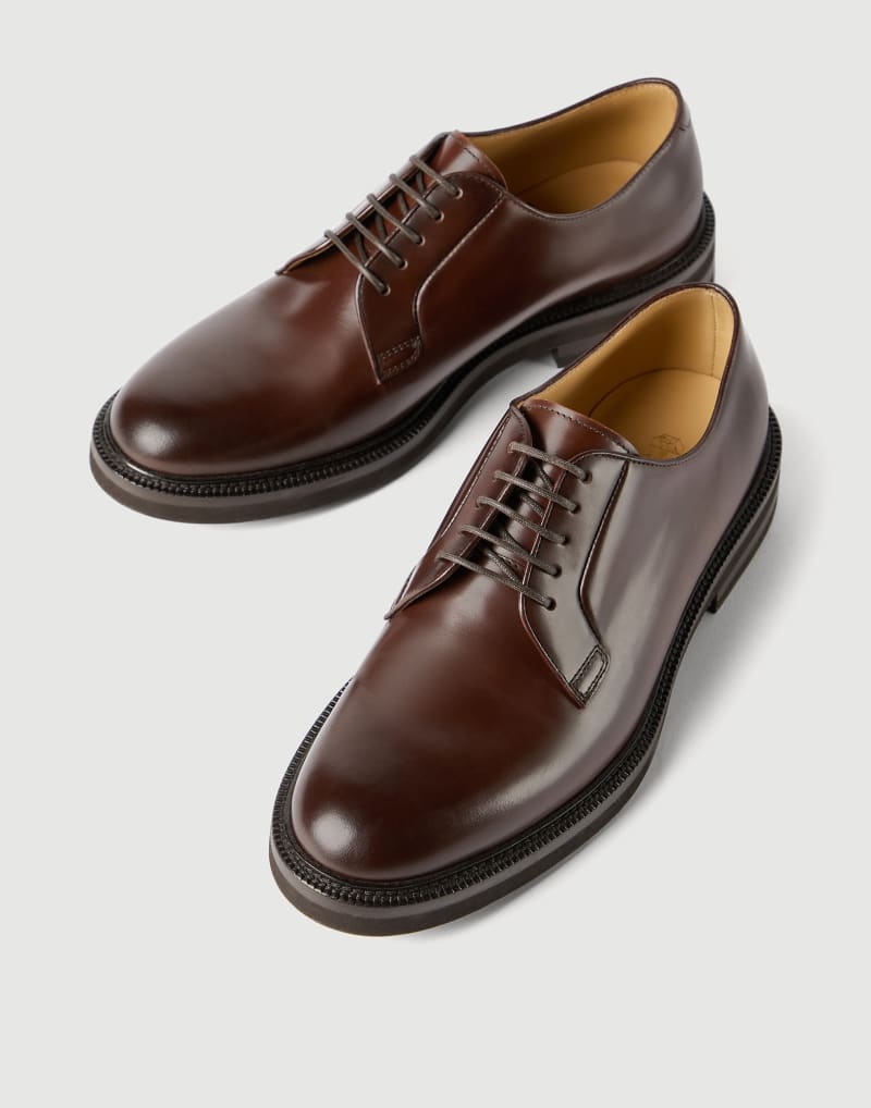 BRUNELLO CUCINELLI MEN'S MUD LEATHER DERBY SHOES
