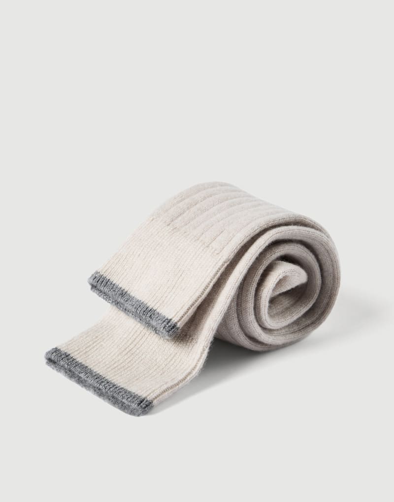 BRUNELLO CUCINELLI MEN'S SAND WOOL RIBBED SOCKS