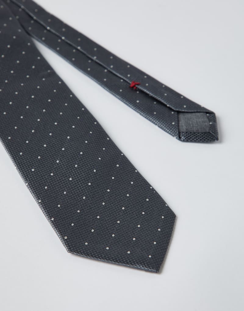 BRUNELLO CUCINELLI MEN'S GREY LIGHT GREY SILK PATTERNED TIE