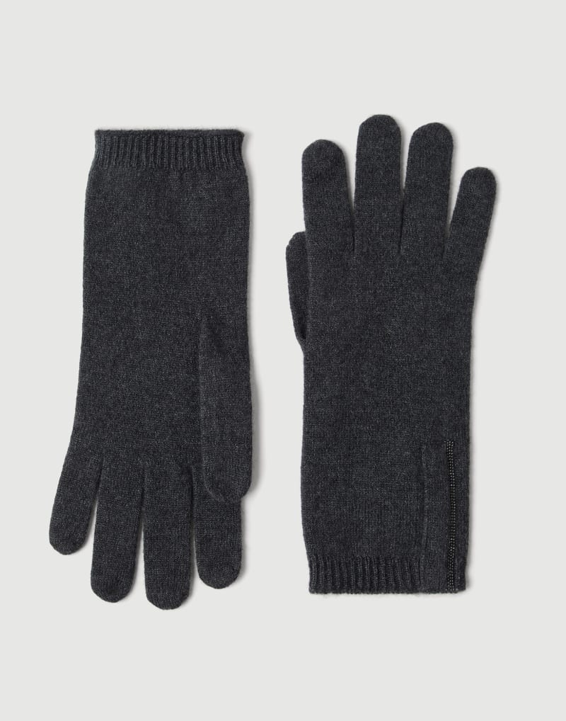 BRUNELLO CUCINELLI WOMEN'S ANTHRACITE WOOL KNIT GLOVES