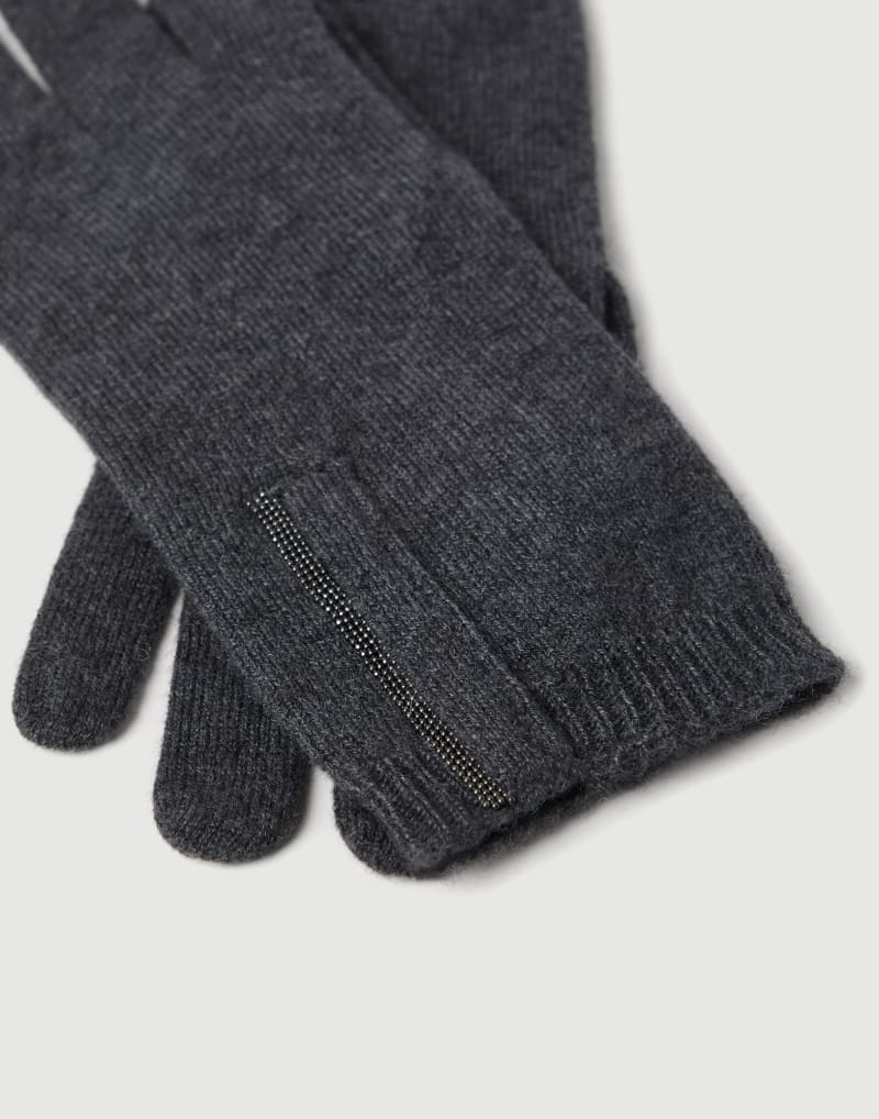 BRUNELLO CUCINELLI WOMEN'S ANTHRACITE WOOL KNIT GLOVES