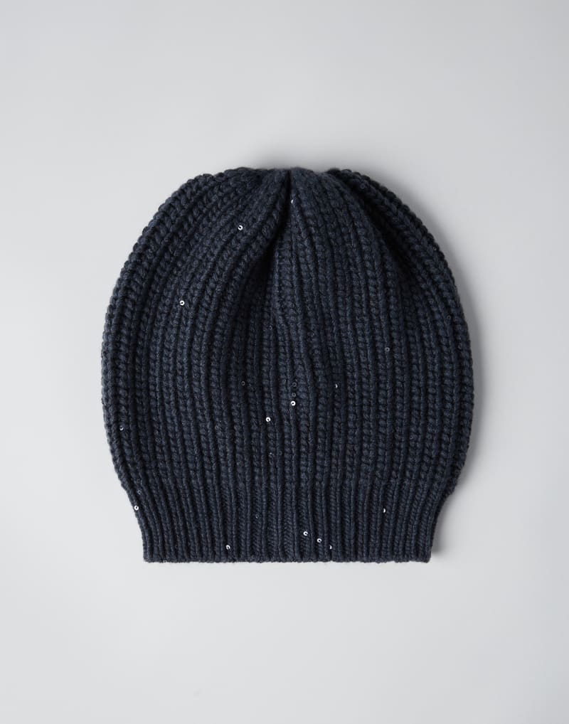 BRUNELLO CUCINELLI WOMEN'S NIGHT WOOL SILK RIBBED KNIT HAT