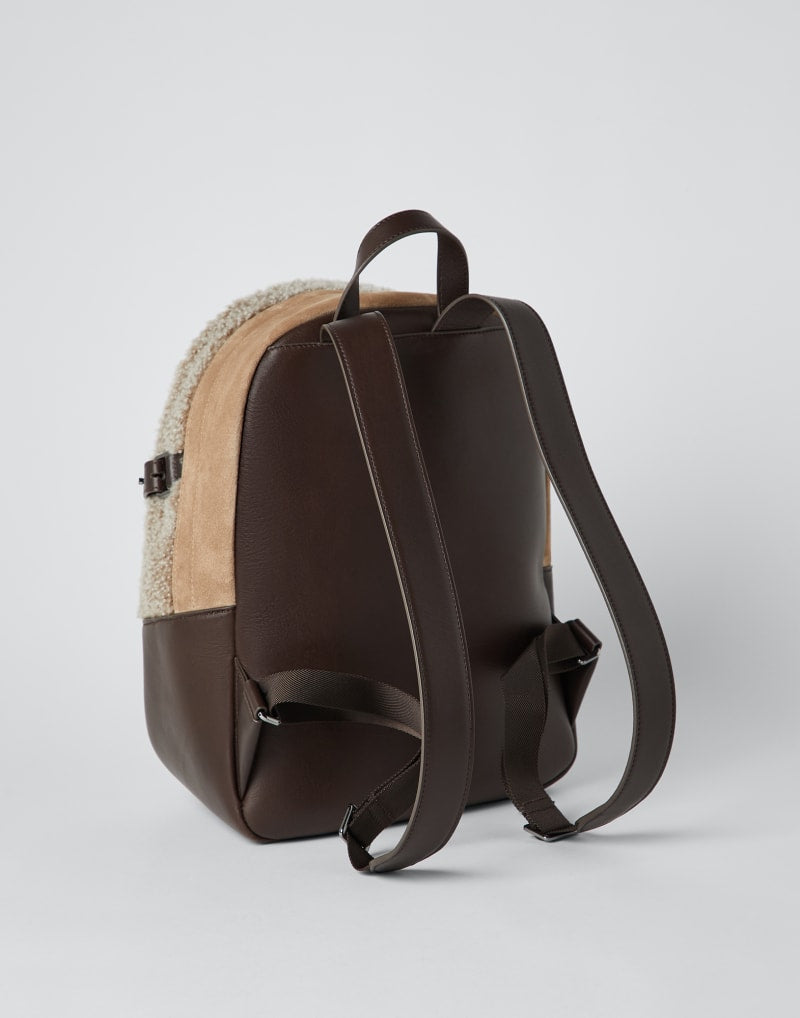BRUNELLO CUCINELLI WOMEN'S DARK BLUE LEATHER BACKPACK