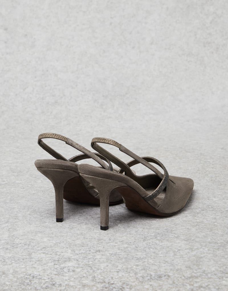 BRUNELLO CUCINELLI WOMEN'S WALNUT SUEDE POINTED TOE SLINGBACK SHOES