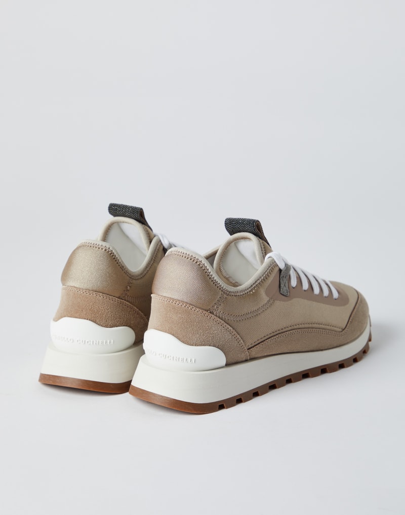 BRUNELLO CUCINELLI WOMEN'S WALNUT LEATHER SUEDE LOW TOP SNEAKERS