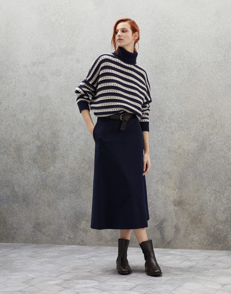 BRUNELLO CUCINELLI WOMEN'S BLUE MIDI SKIRT
