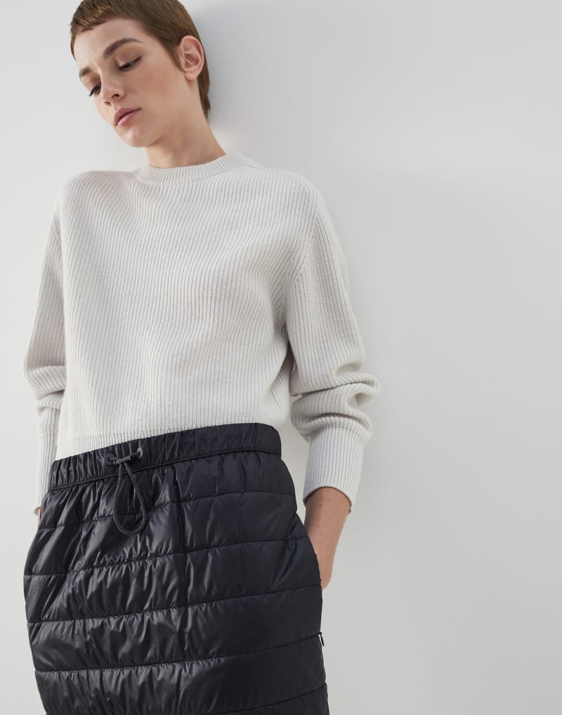 BRUNELLO CUCINELLI WOMEN'S WHITE WOOL CREW NECK SWEATER
