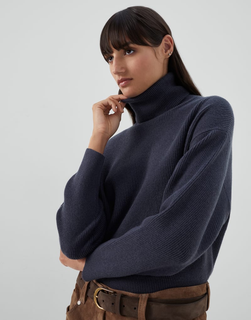 BRUNELLO CUCINELLI WOMEN'S NIGHT WOOL SILK BLEND TURTLENECK SWEATER