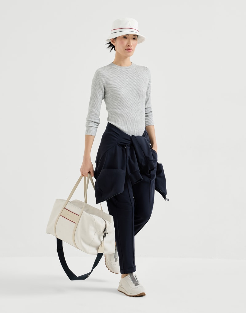 BRUNELLO CUCINELLI WOMEN'S PEBBLE WOOL SILK BLEND RIBBED SWEATER
