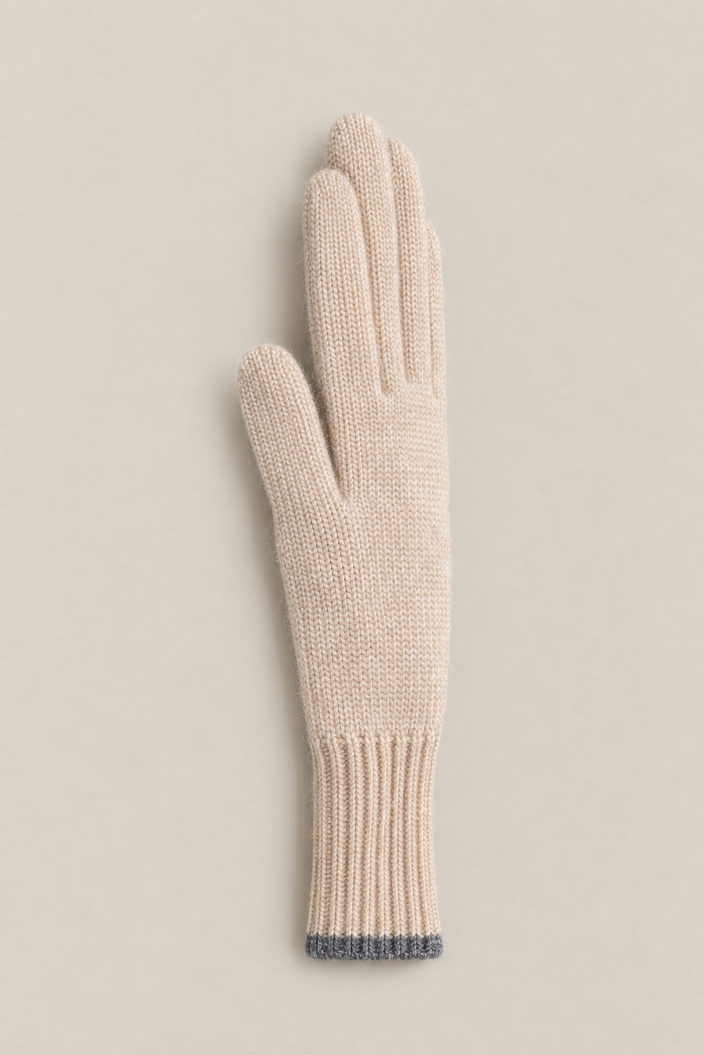 BRUNELLO CUCINELLI MEN'S BEIGE WOOL KNIT GLOVES