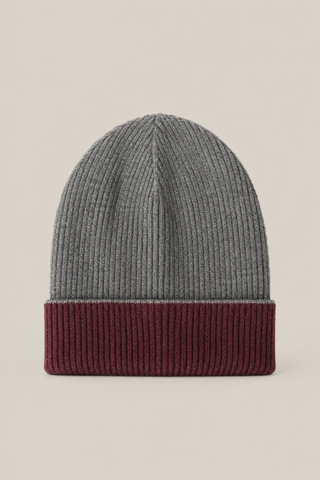 BRUNELLO CUCINELLI MEN'S DARK GREY WOOL RIBBED KNIT HAT