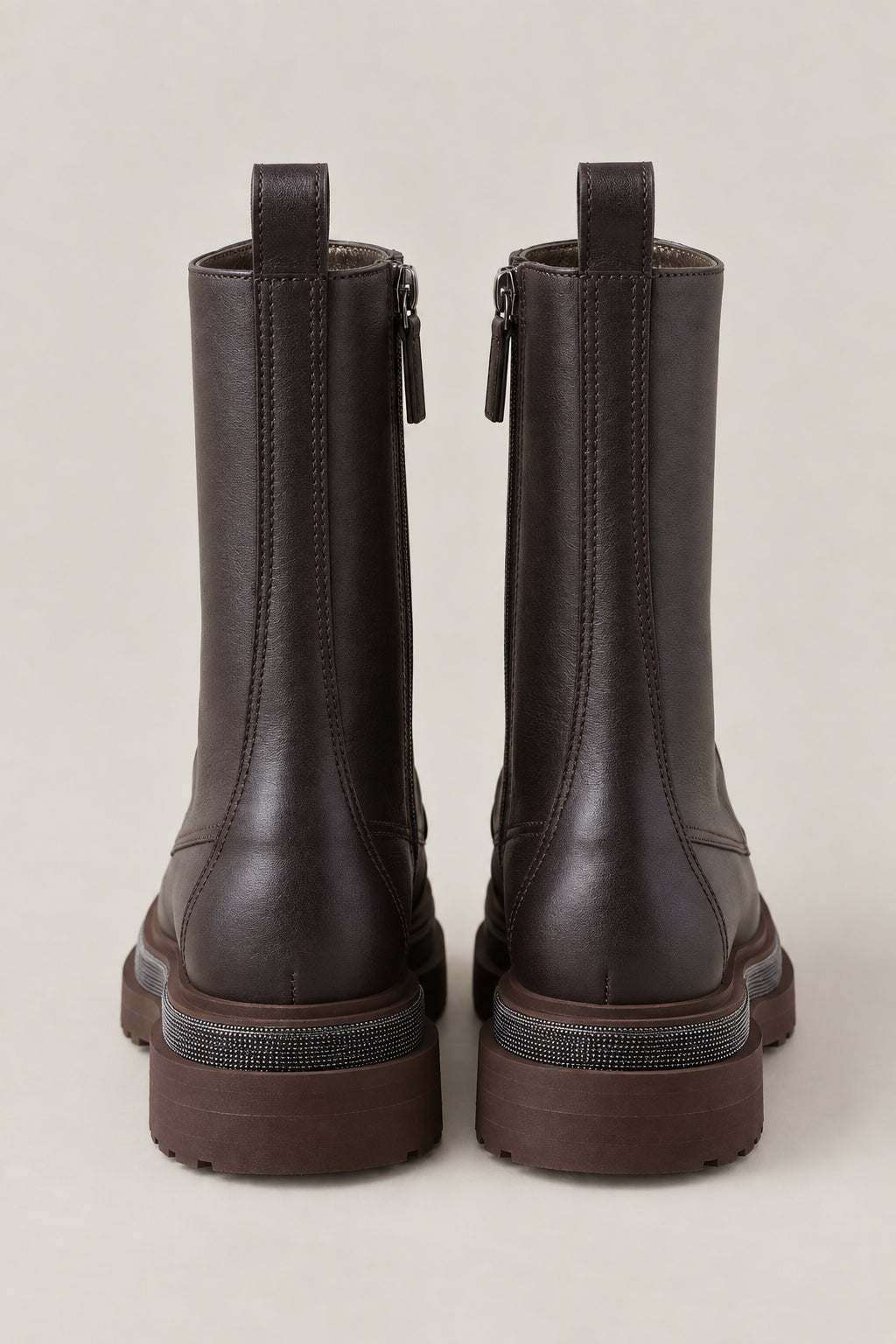 BRUNELLO CUCINELLI WOMEN'S BROWN LEATHER LACE UP BOOTS