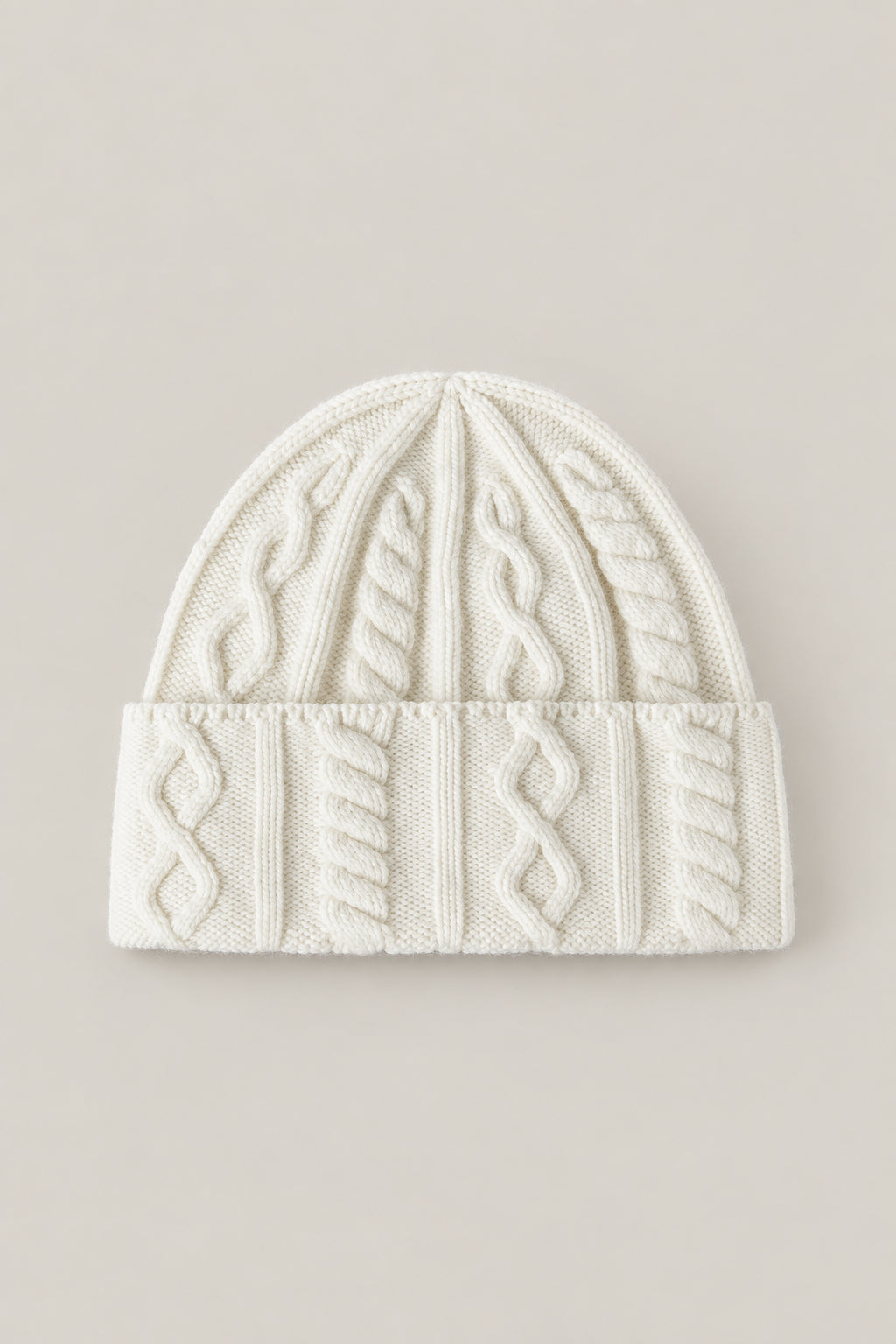 BRUNELLO CUCINELLI MEN'S WHITE WOOL CABLE KNIT HAT