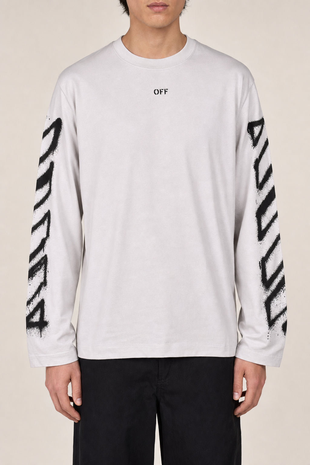 OFF-WHITE MEN'S LIGHT STONE COTTON LONGSLEEVE SHIRT