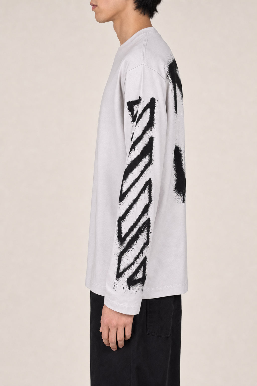 OFF-WHITE MEN'S LIGHT STONE COTTON LONGSLEEVE SHIRT