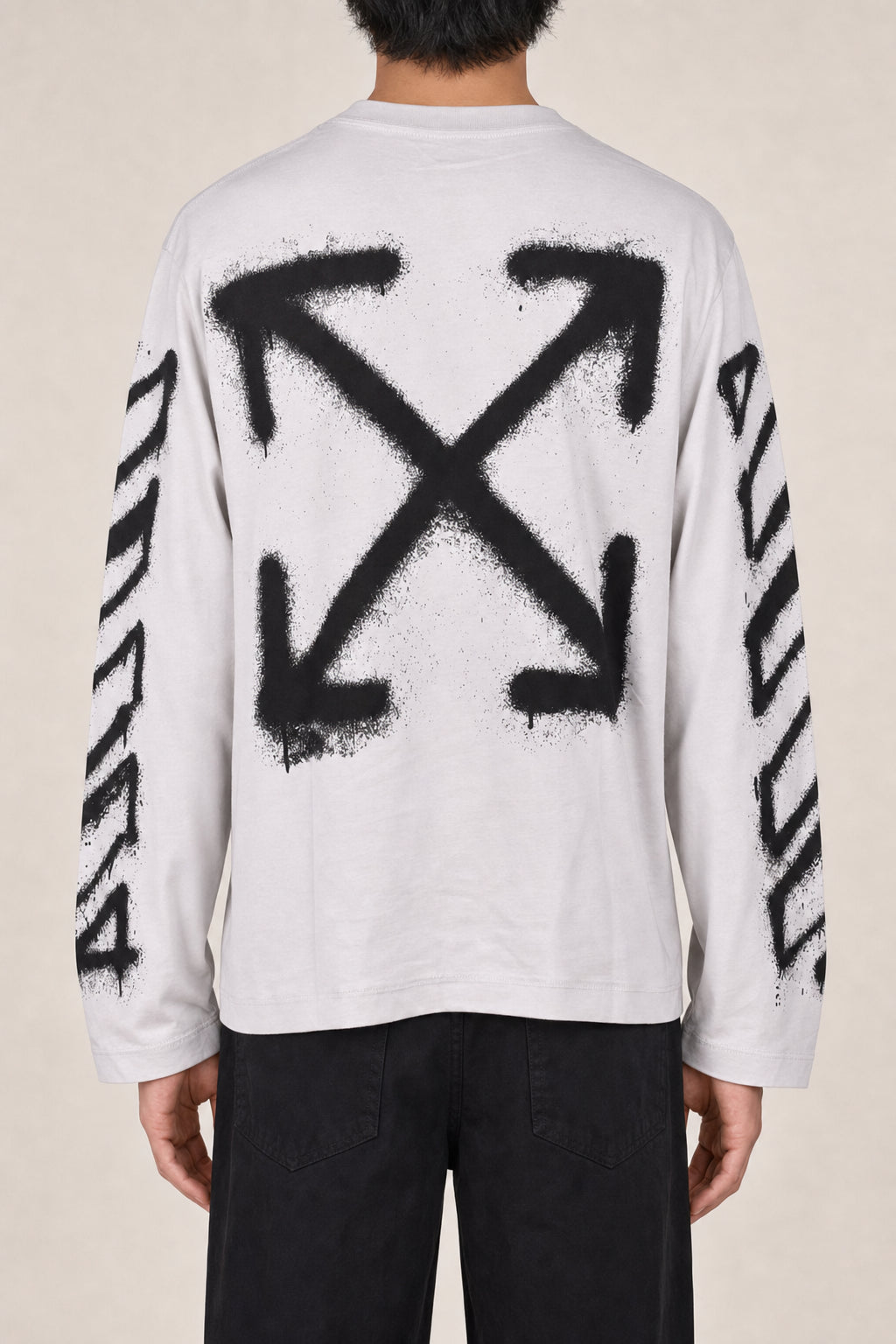 OFF-WHITE MEN'S LIGHT STONE COTTON LONGSLEEVE SHIRT