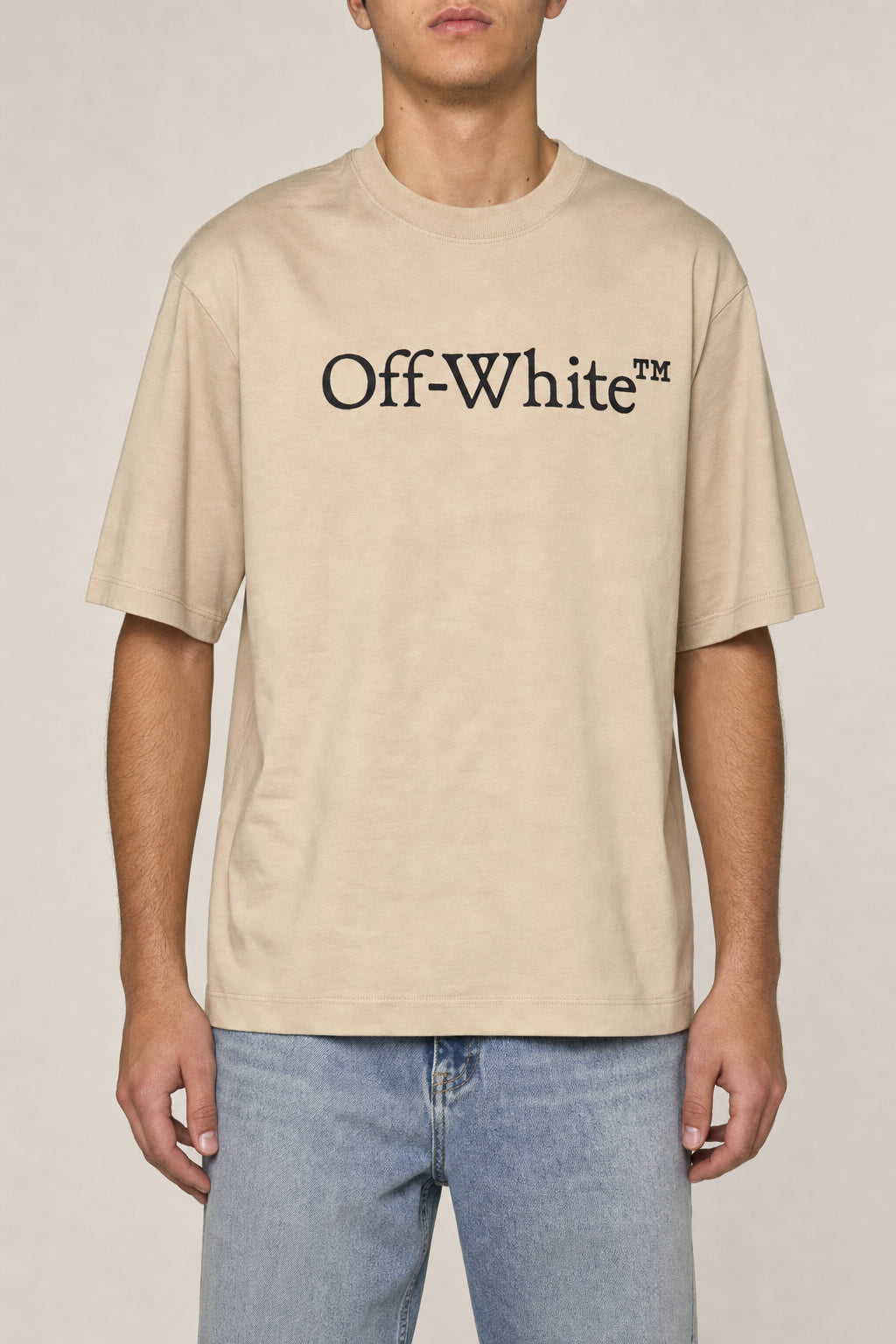 OFF-WHITE MEN'S BROWN RICE COTTON T SHIRT
