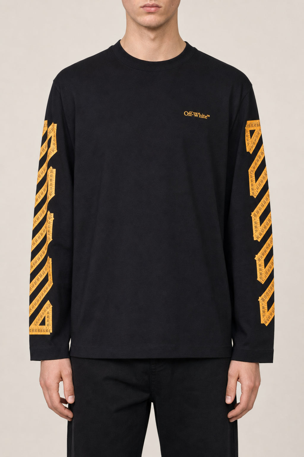 OFF-WHITE MEN'S BLACK COTTON LONG SLEEVE SHIRT