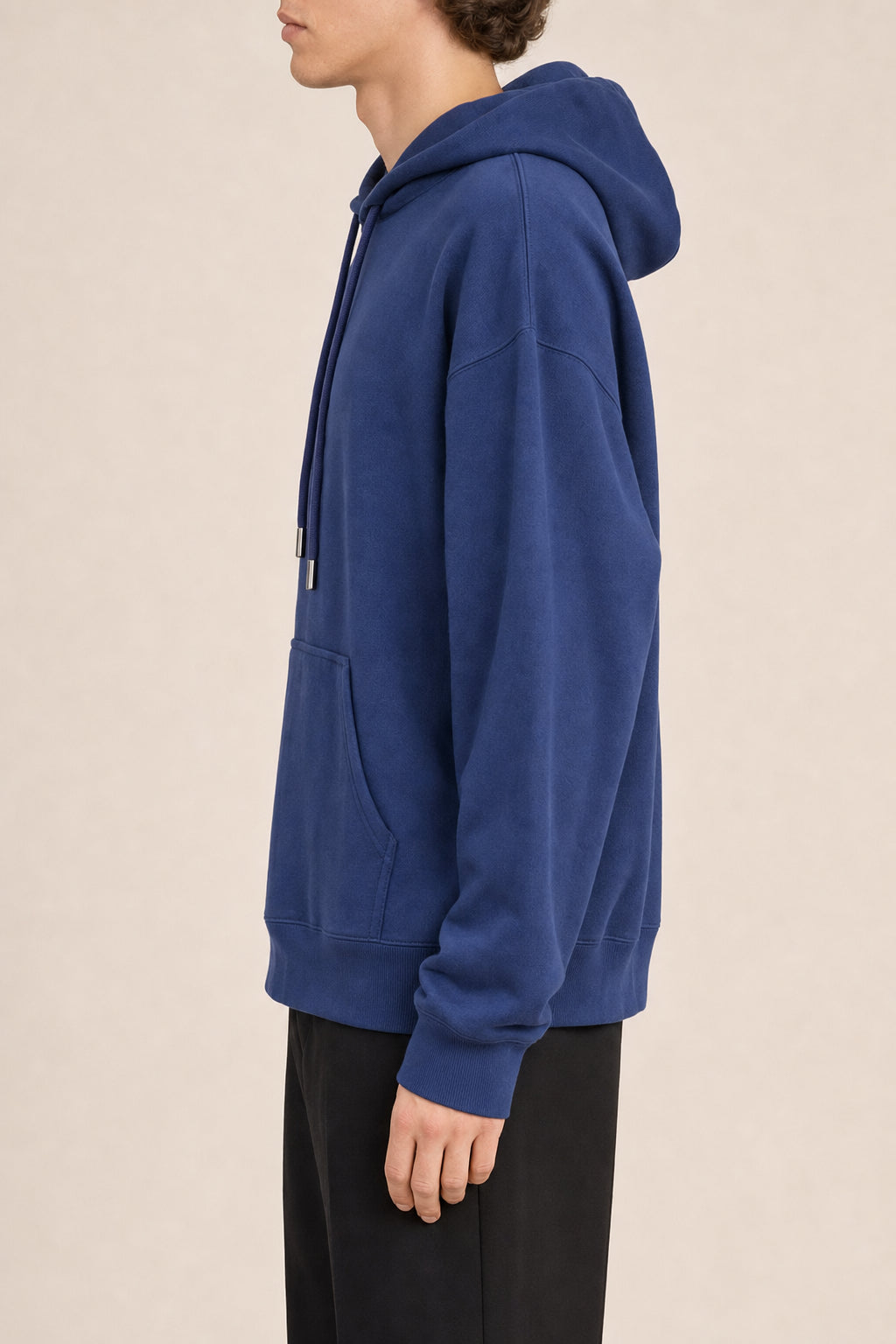 OFF-WHITE MEN'S DARK BLUE COTTON HOODIE