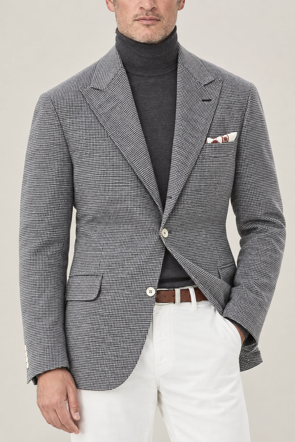 BRUNELLO CUCINELLI MEN'S GREY WOOL BLEND JACKET