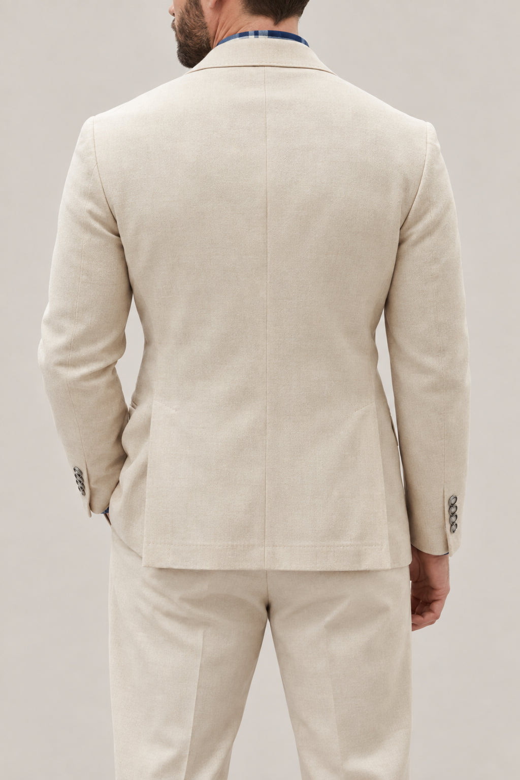BRUNELLO CUCINELLI MEN'S SAND WOOL DOUBLE BREASTED JACKET
