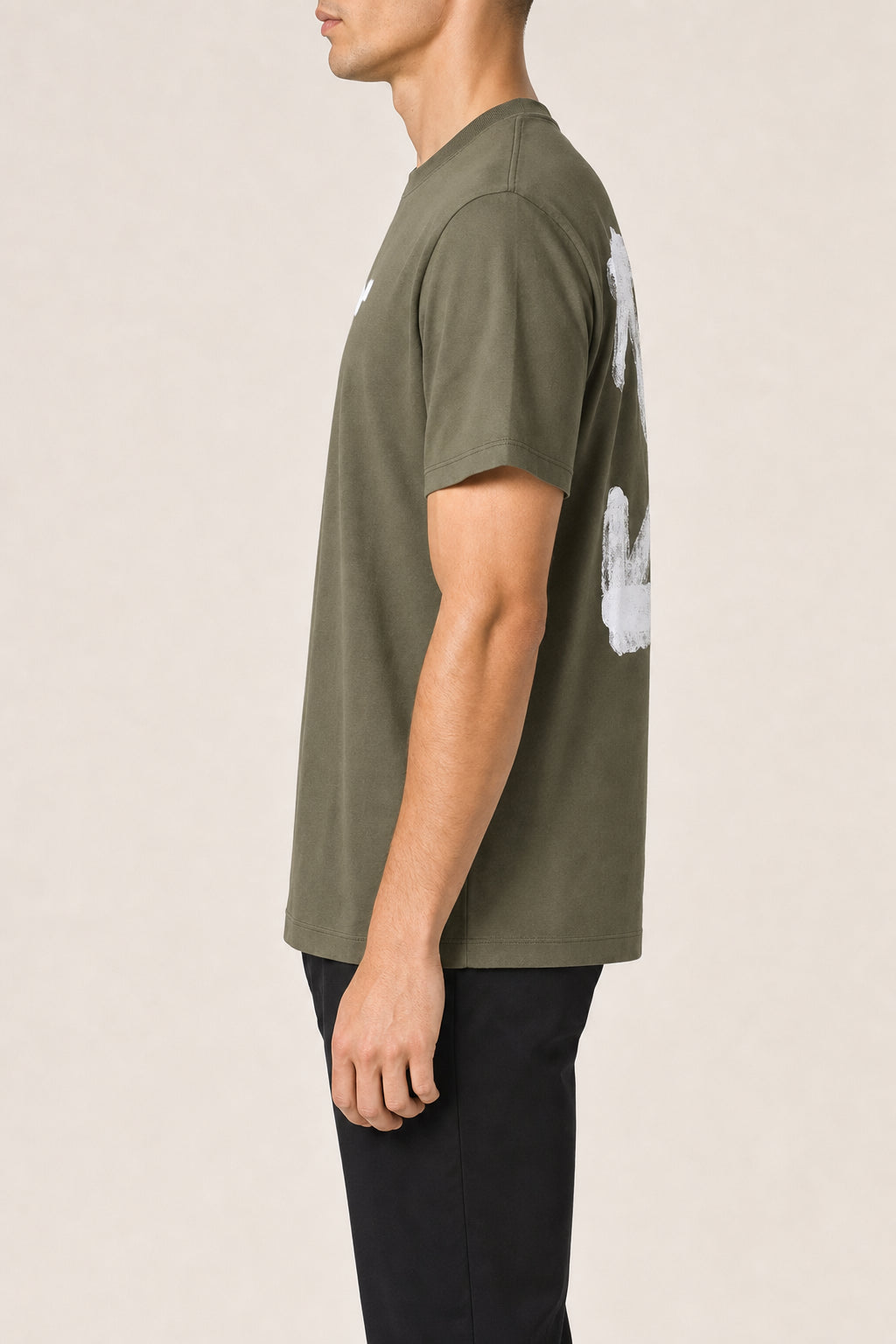 OFF-WHITE MEN'S WINTER MOSS COTTON SLIM SHIRT