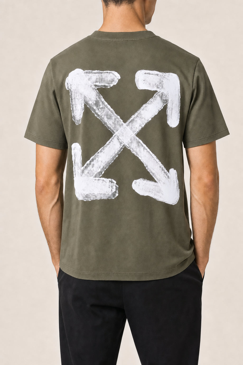 OFF-WHITE MEN'S WINTER MOSS COTTON SLIM SHIRT