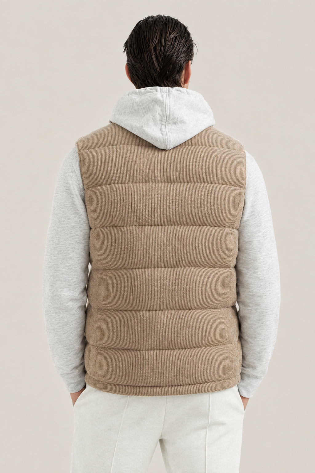 BRUNELLO CUCINELLI MEN'S BROWN WOOL PADDED JACKET