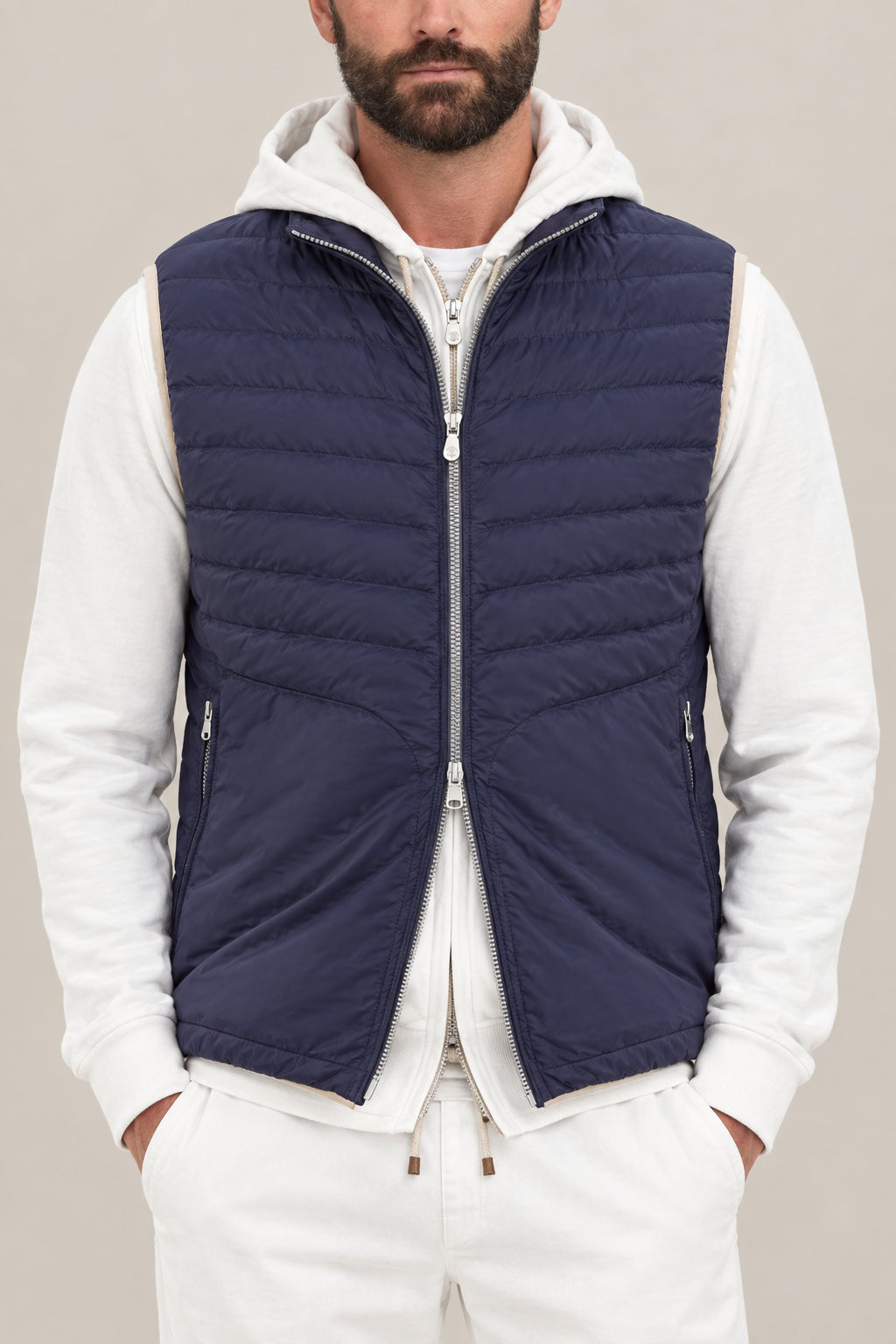 BRUNELLO CUCINELLI MEN'S MIDNIGHT BLUE QUILTED JACKET