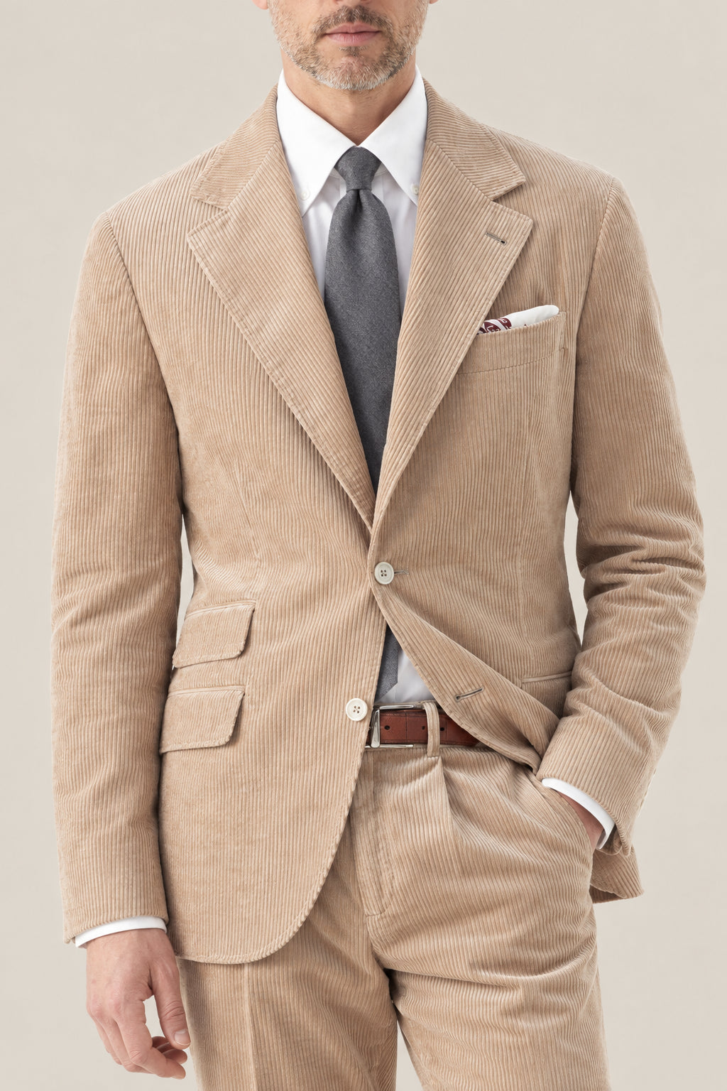 BRUNELLO CUCINELLI MEN'S CAMEL COTTON CORDUROY BLAZER