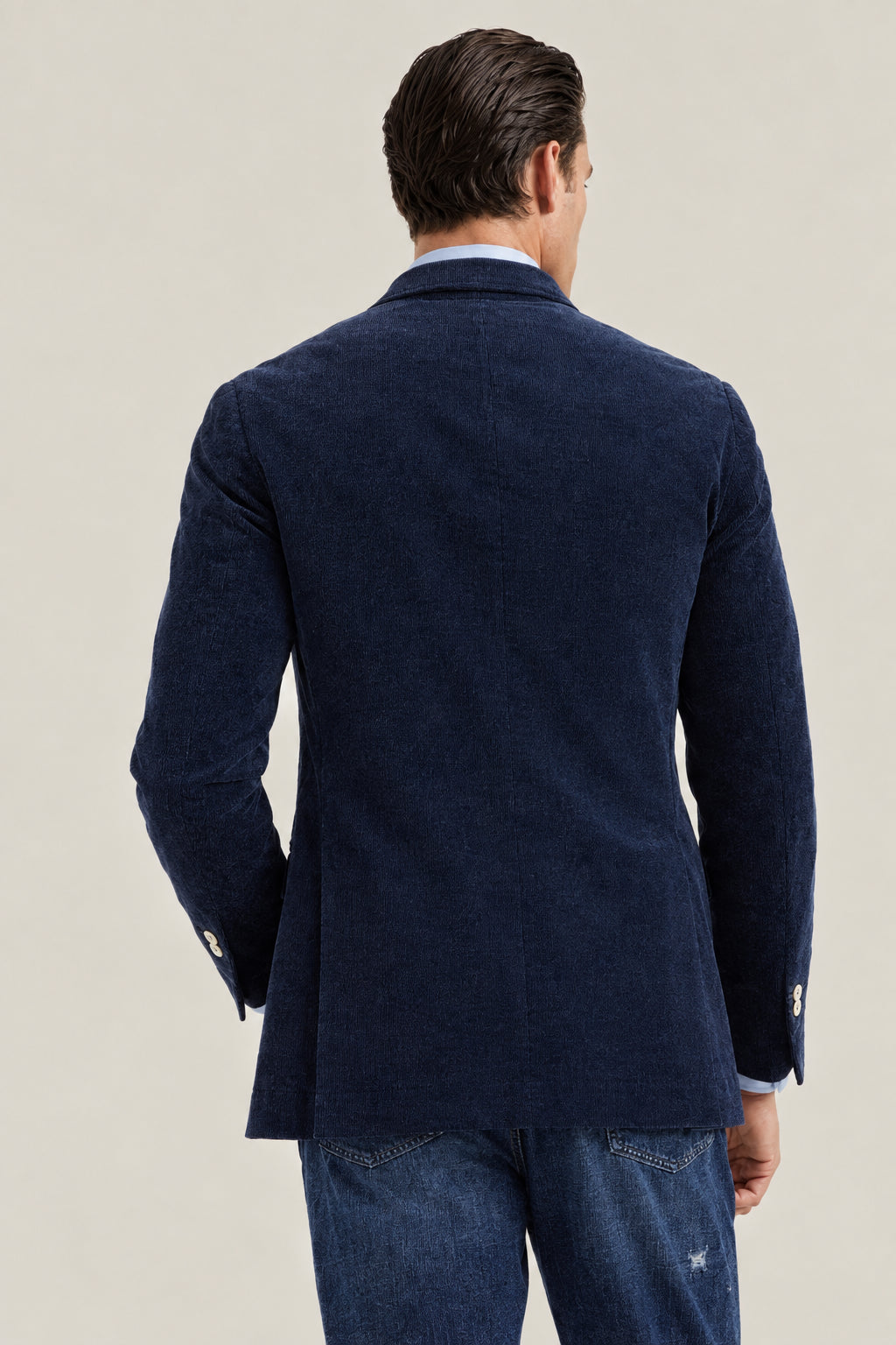 BRUNELLO CUCINELLI MEN'S INK BLUE WOOL BLEND BLAZER