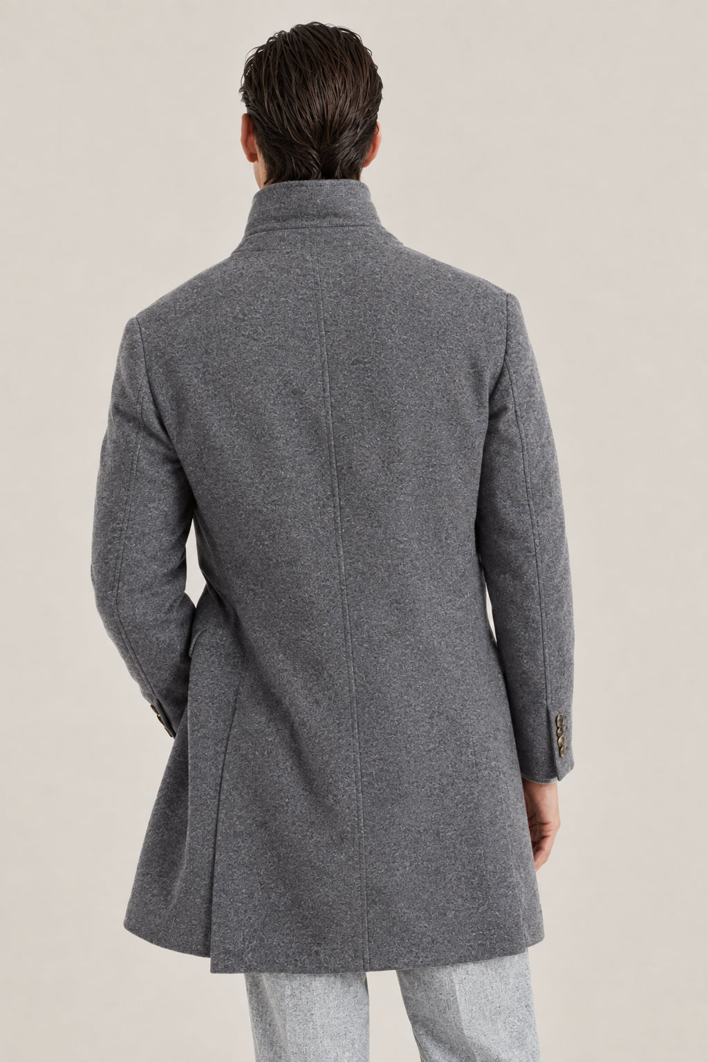 BRUNELLO CUCINELLI MEN'S GREY WOOL SINGLE BREASTED JACKET