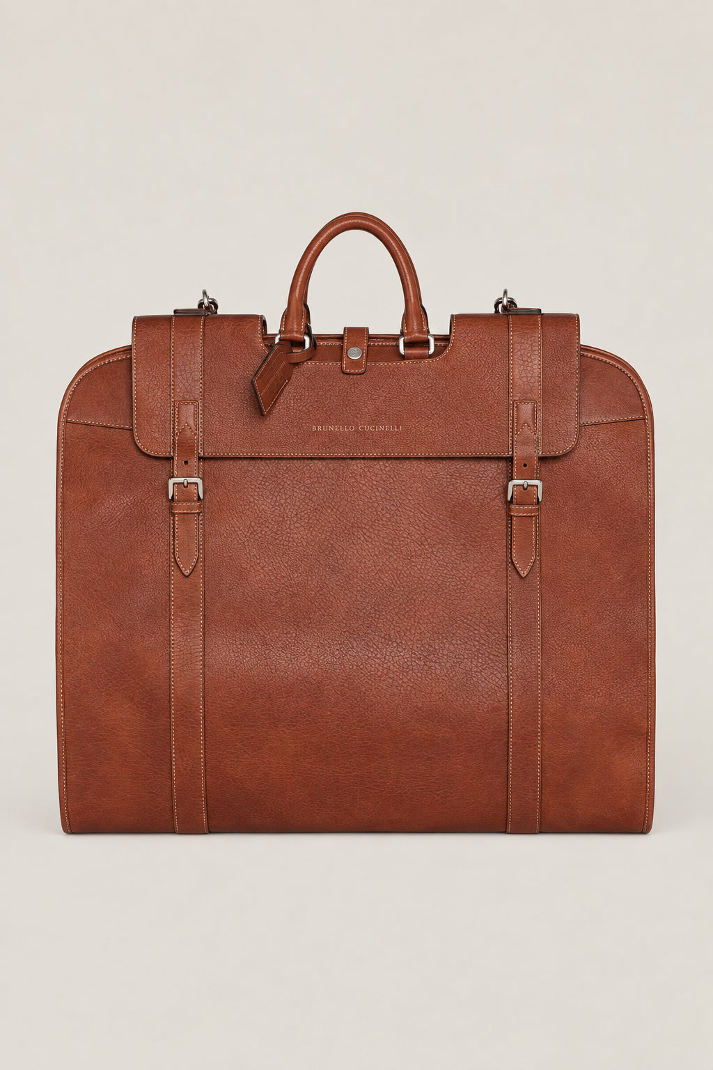 BRUNELLO CUCINELLI MEN'S COPPER LEATHER BRIEFCASE BAG